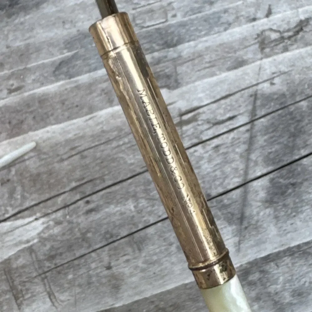 Antique Mable Todd & Co. No. 1 Pearl Shaft Dip Pen Gold Scroll & Seamless 5 G